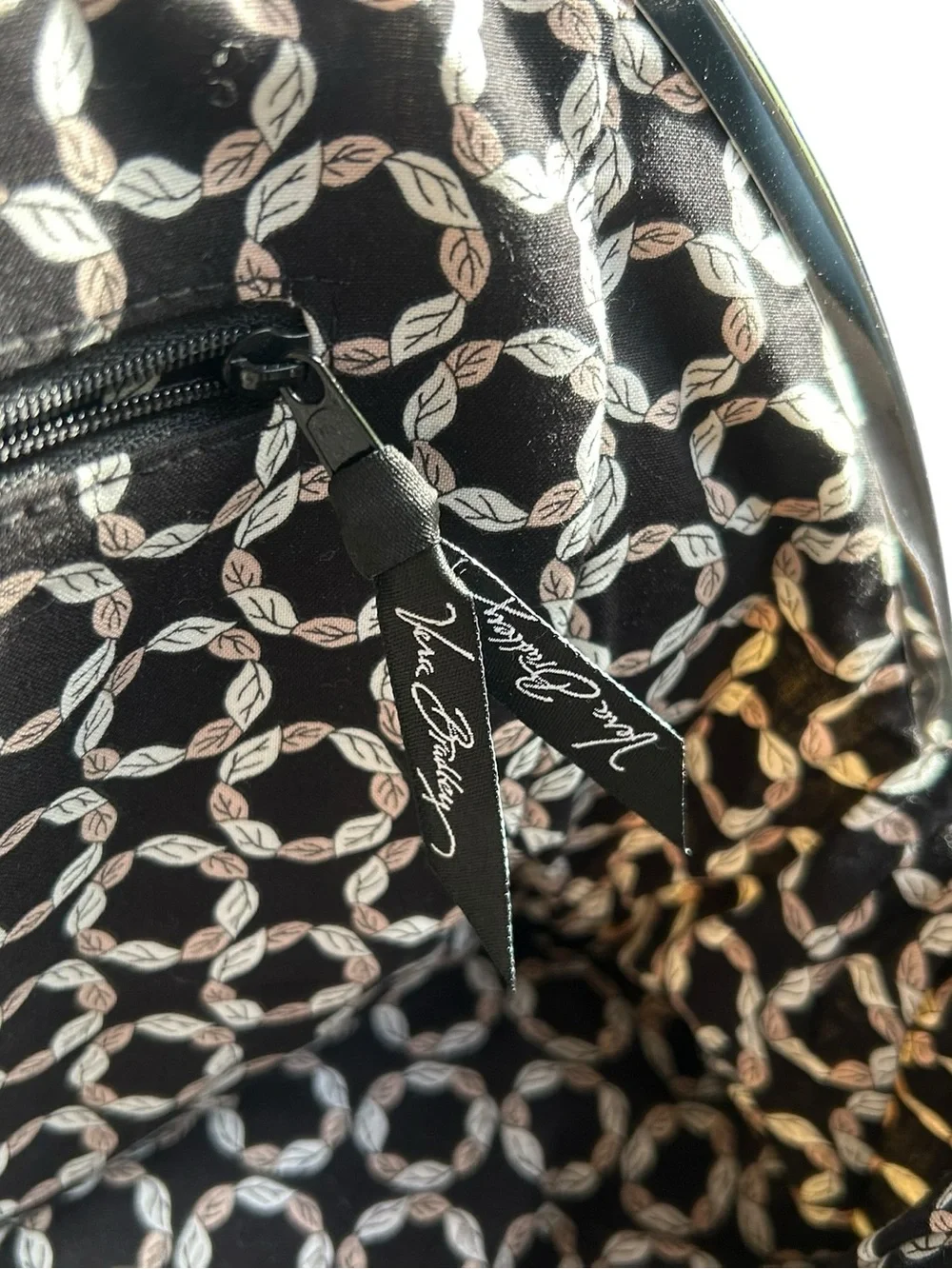 Vera Bradley Quilted Floral Dome Bag in Navy and Cream, Kisslock closure
